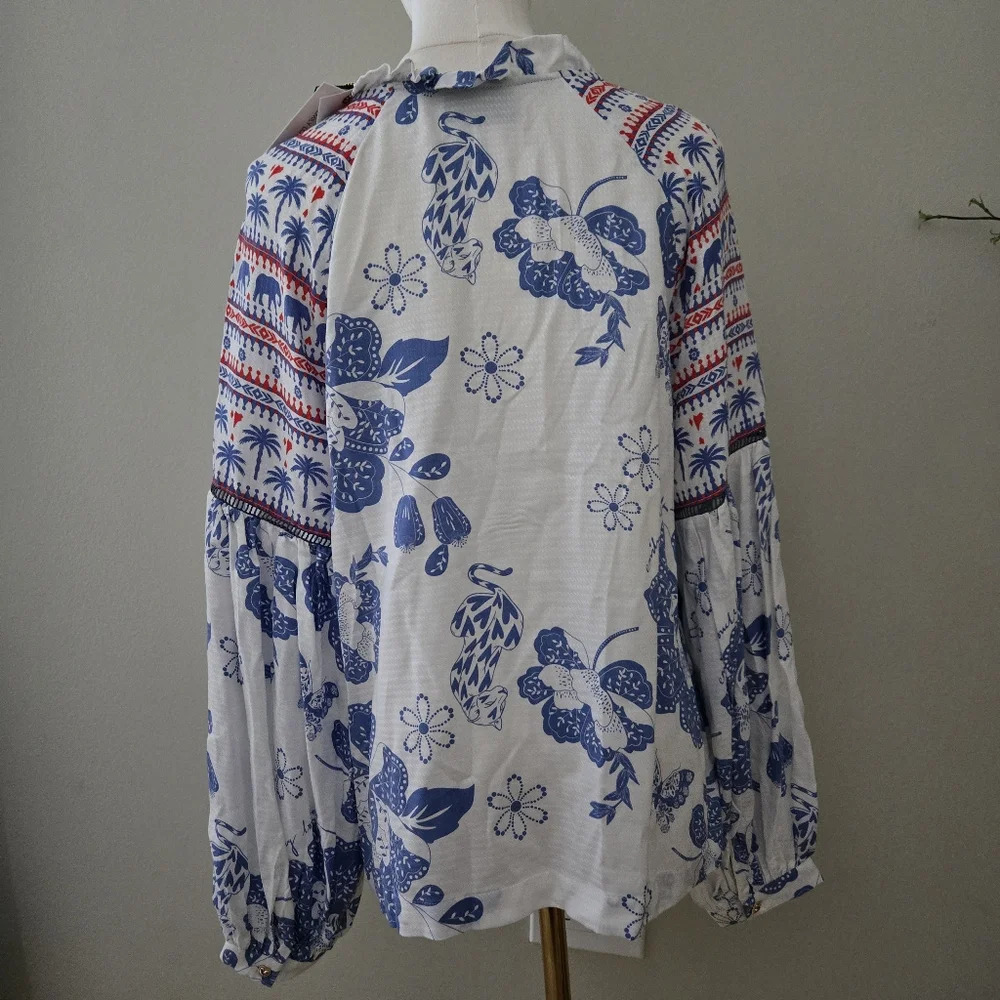 Emily Lovelock NWT Boho Style Bishop Sleeve Loose fitting Blouse size SMALL - Picture 4 of 16